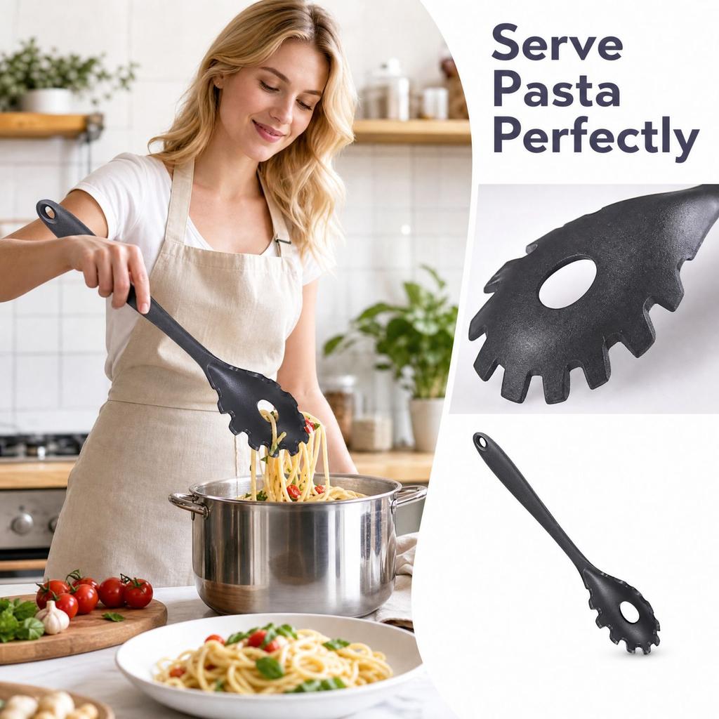 Én Del Silikone Pasta- og Nudelsigte - Spaghetti Serveringsredskab til Køkkenet