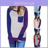 Autumn Womens Tops With Round Collar And Long Sleeves In Vibrant Colors