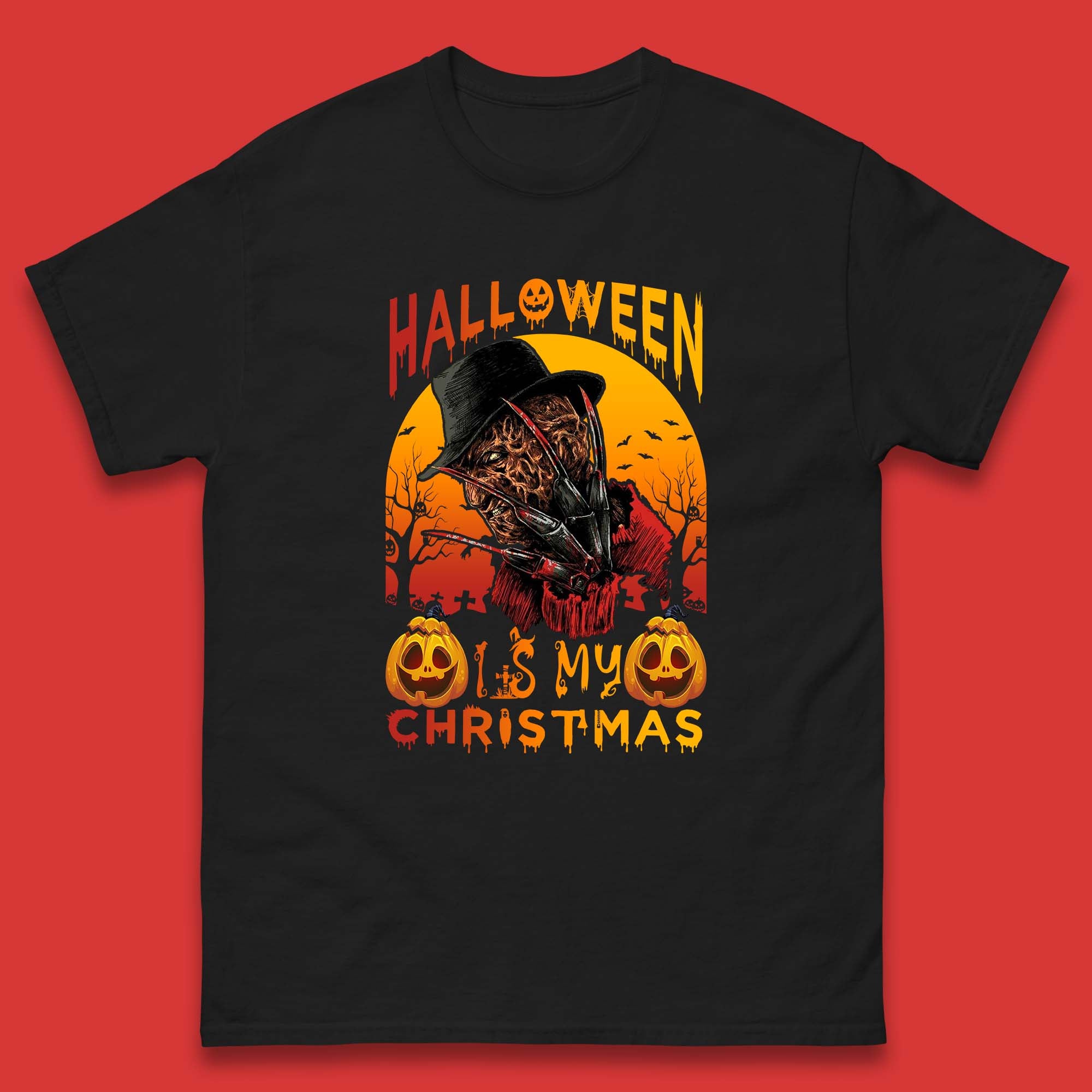 Halloween Is My Christmas Freddy Krueger Mens T Shirt Womens Tops Tees M