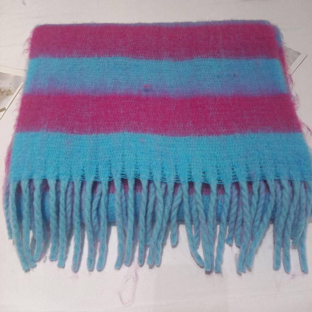 Damen Winter Farbblock Gestreifter Quasten Schal - Warm, Vielseitig, High-End Mode Halswärmer Schal.