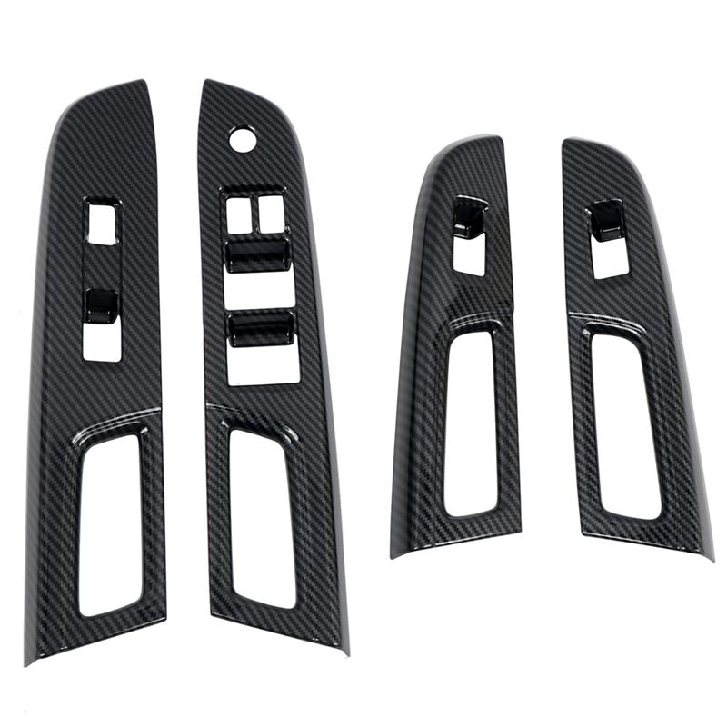 Car Carbon Fiber Window Glass Lift Button Trim Switch Cover Door Armrest Panel for Subaru WRX/WRX STI 2015- LHD