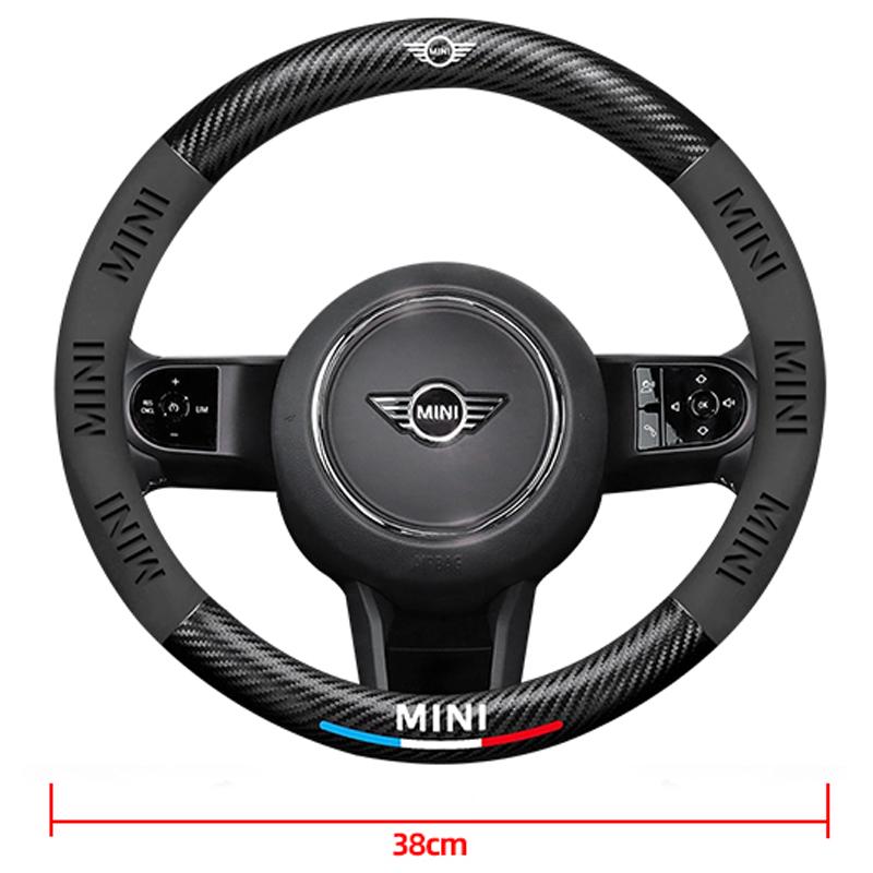 38cm Carbon Fiber Car Steering Wheel Cover For BMW Mini Cooper JCW Works R56 R50 F54 F55 F56 F57 F60 R52 R53 R55 R57 R58 R59 R60