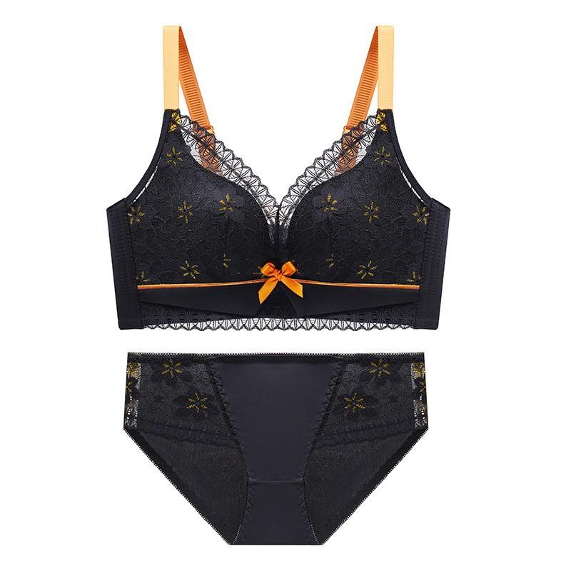 Push-up Small Chest Sexy Lace Adjustable Shape No Ring Underwear Anti-sagging Comfortable Beautiful Back Bra Set