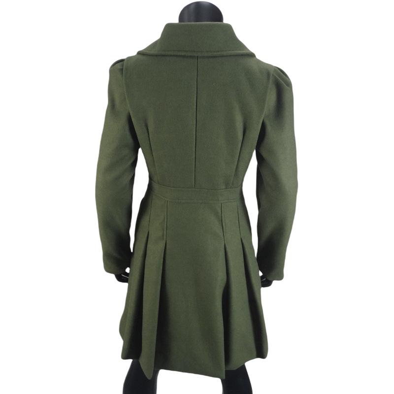 In Stock: New European/American Plus Size Women's Double-Breasted Long Wool Coat (Autumn/Winter Collection)