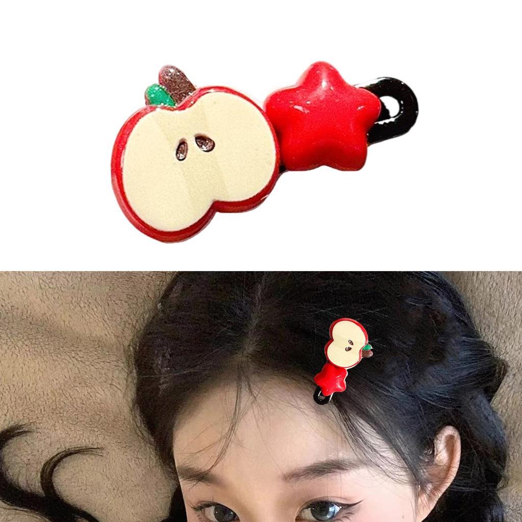 2Pcs Girls Hair Accessories Cute Apple Star Duckbill Clips for Children and Teens Party Headdress Festival Hair DecorS