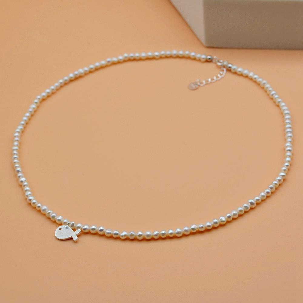 

Милое ожерелье с маленьким китом, натуральный пресноводный жемчуг, ожерелье из стерлингового серебра 925 пробы, маленькое жемчужное ожерелье, ожерелье для девочек