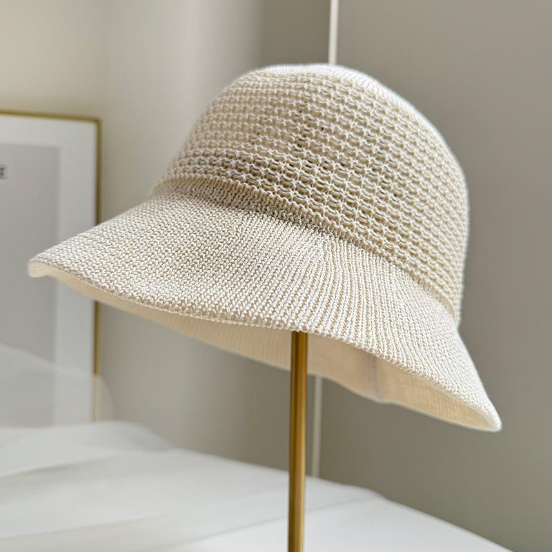 Woven Fisherman's Hat Female Summer Gentle Hollow Mesh Fashionable Elegant Basin Hat Showing Face Small Spring and Summer Hat
