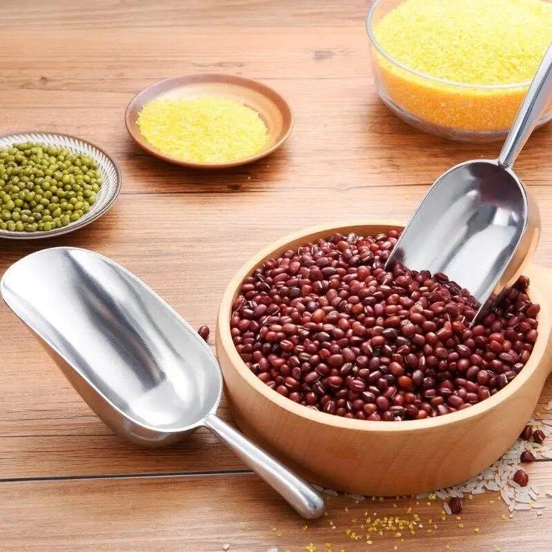 4-Size Aluminum Alloy Ice Shovel Scoop Multifunctional Grain Coffee Beans Bar Cube Scraper Measuring Spoon Kitchen Accessories