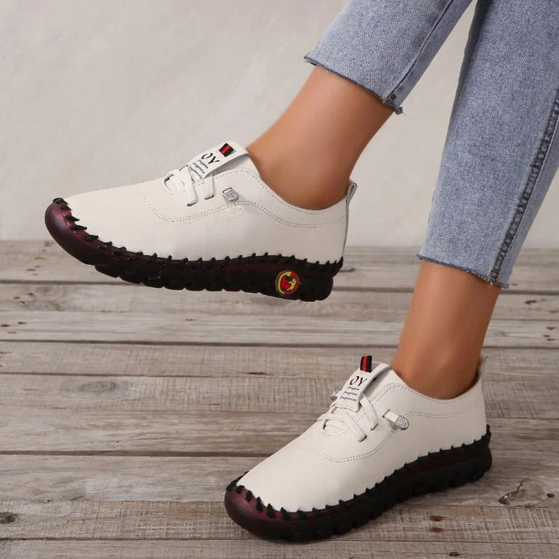 Retro Sewing Sneakers for Women Shoes Non-slip Loafers Fashion Lace Up Casual Shoes Female Soft Mom Shoe Zapatillas Mujer