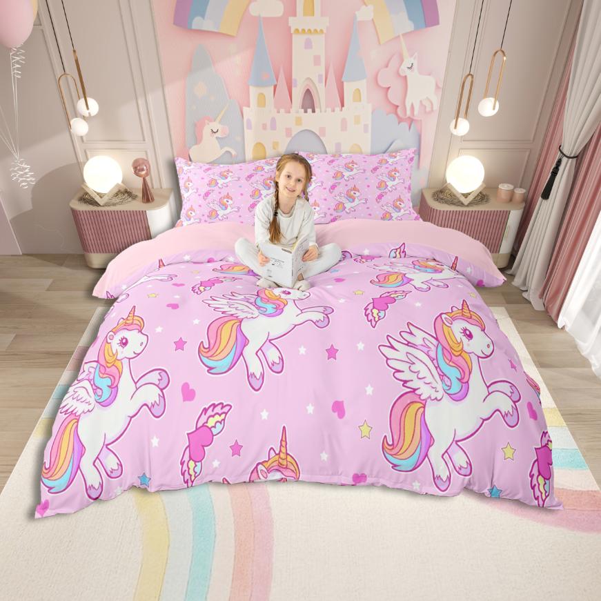 

Comforter Homewish Magic Animal Unicorn Cute Rainbow Bedding Setmulticolor Cartoon Coluds Bed Set For Girls Boys Comforter (quilt)-EU Single(135*200cm)3pcs