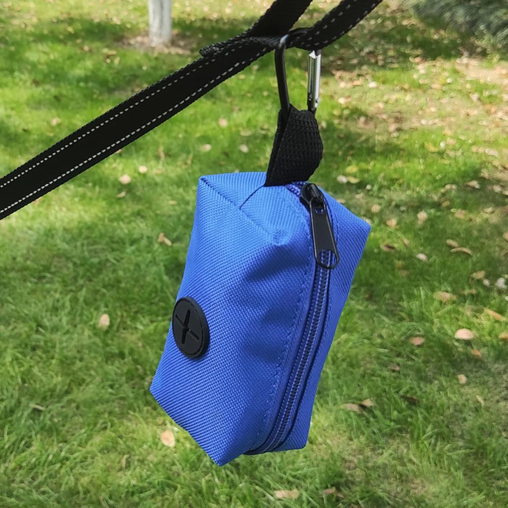 Canvas Dog Poop Bag Holder Outdoor Pet Waste Bag Dispenser with Carabiner Clip Animal Waste Collection Pouch
