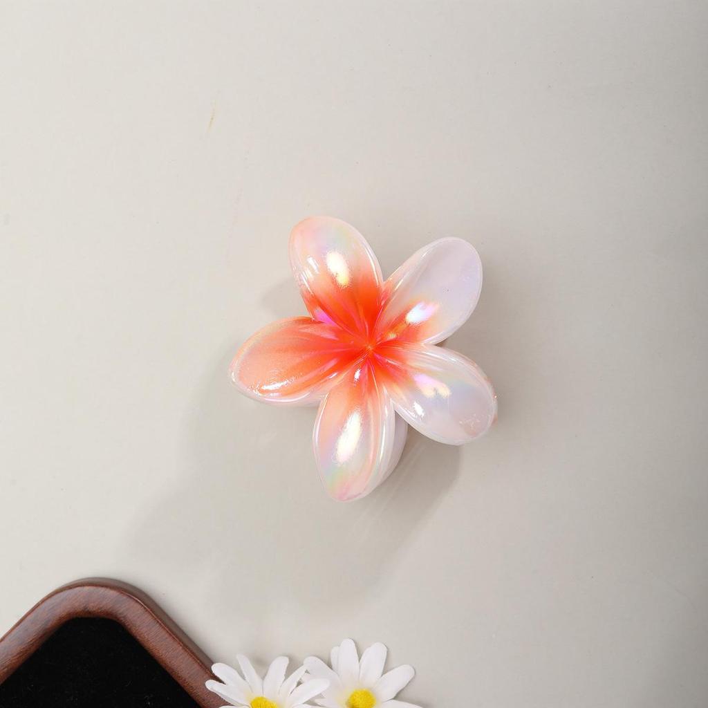Plumeria Claw Clip: Candy-Colored Flower Updo Hair Accessory for Beach Vacations