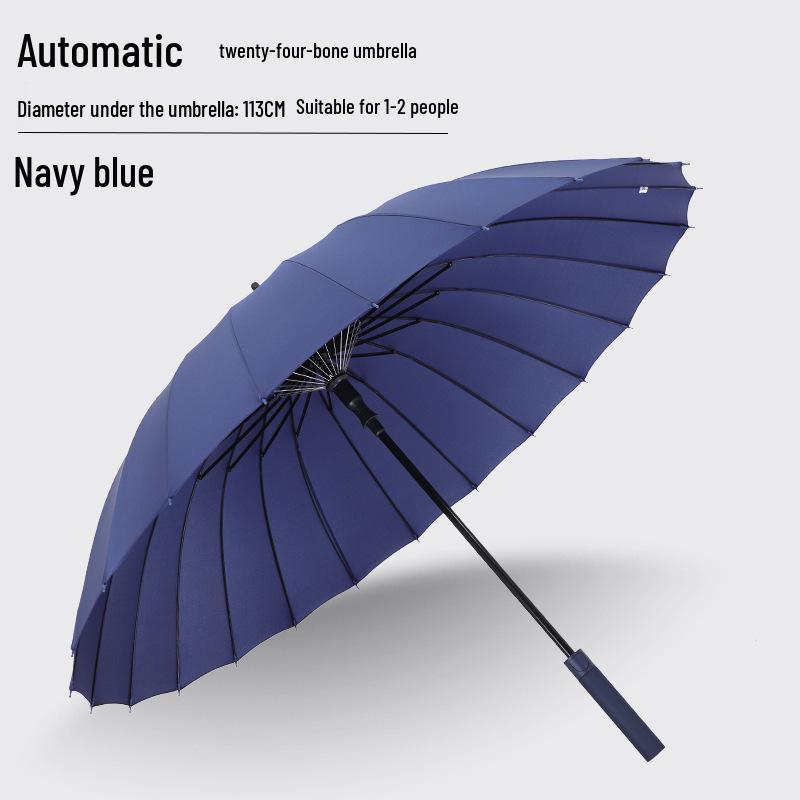 Long-Handled 24-Rib Large Double Umbrella, Reinforced & Thickened for Business, Custom Logo Available, Golf-Style Men's Umbrella