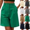 High Waist Solid Color Wide Leg Suit Shorts for Women - Casual, Formal, and Commute Fashion