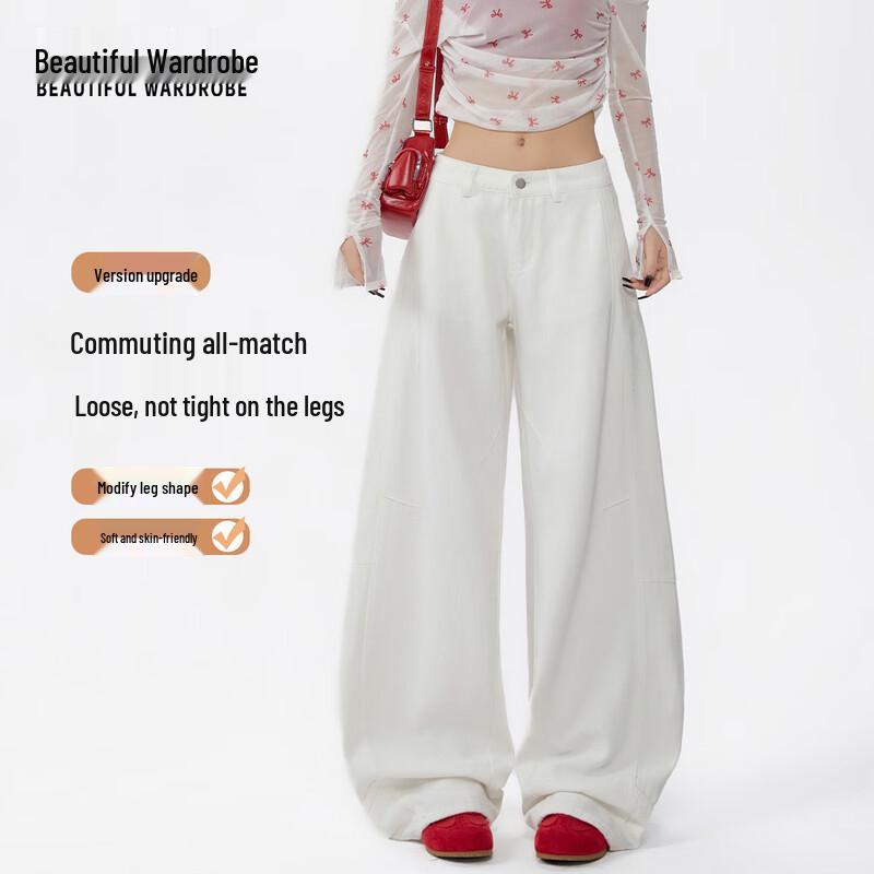 Beautiful Wardrobe Women s High-Waist Loose Cotton Casual Pants M