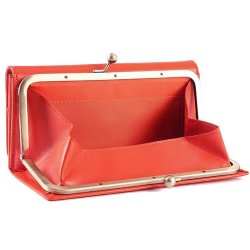 

[Legale] pouch long wallet BOX type coin case ladies genuine leather Large capacity storage (orange)