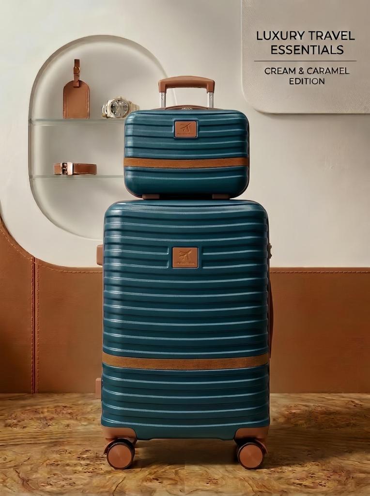 ABS+PC Expandable Trolley Case Set: Three-Piece Layered Storage Carry-on Suitcase for Travel.