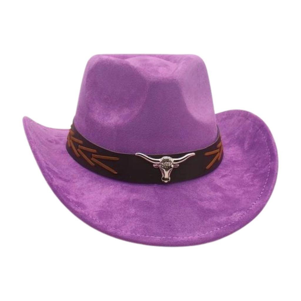 Ethnic Style Brown Cow Head Suede Top Hat Western Cowboy Hat Stage Jazz Hat