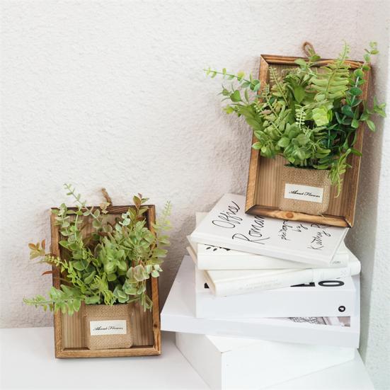 Wall Framed Artificial Plant Faux Greenery Plant In Frame Wall