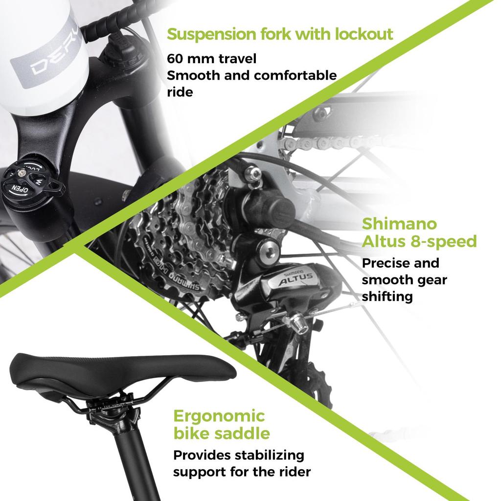 Electric Bike DERUIZ Quartz 28''  250w Motor City Ebike - 48V 13.4Ah Battery Up to 161km Range, Hydraulic Brakes, Torque Sensor, 8 Speed, Load 130kg