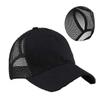 Female Adjustable Hip Hop Hats Ponytail Baseball Cap Women Snapback Hat Mesh Caps Summer Breathable Mesh Sun Hat For Ladies Black
