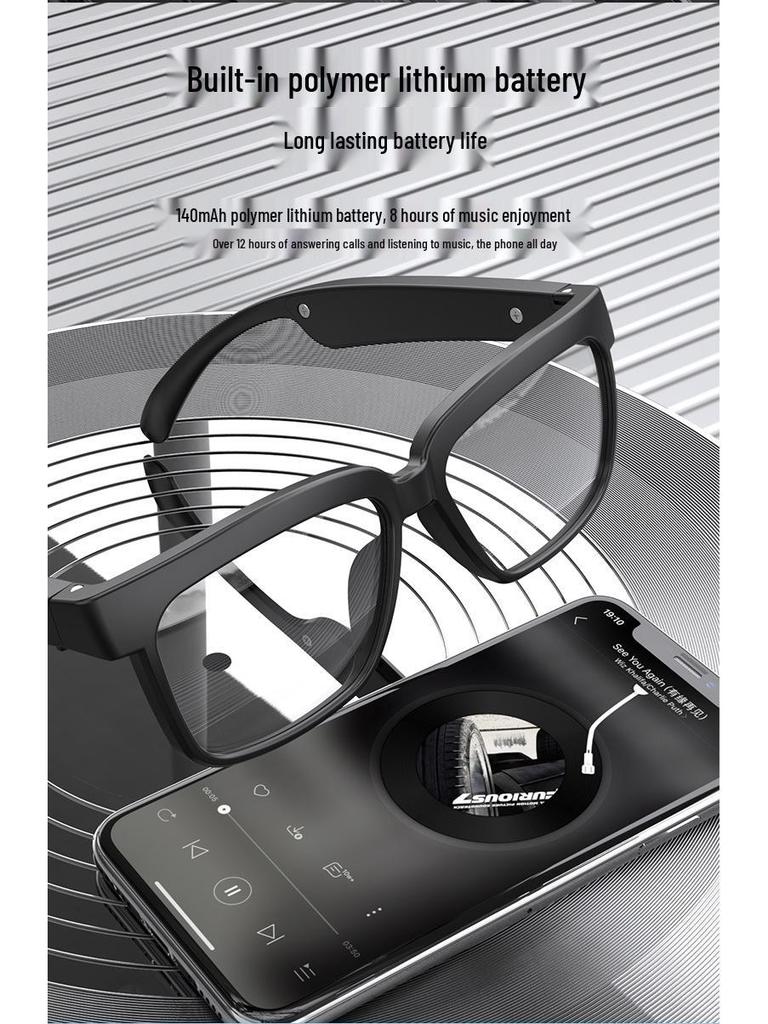 AI Smart Bluetooth Glasses: Wireless Headphones with Real-Time Translation In 100+ Languages, Music Streaming, and Call Features.