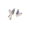 Super Fairy Butterfly Asymmetrical Mosquito Coil Disc Ear Clips, Colorful Crystal Earrings Women's Ins Niche High-end Spring and Summer Earrings