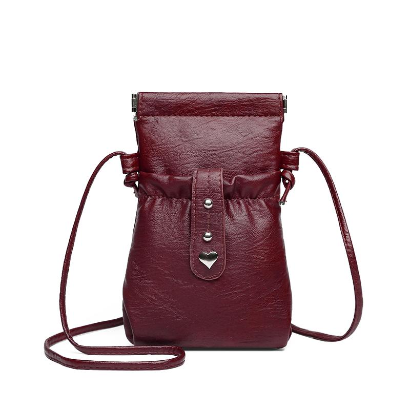 PU Handy-Tasche Damen Kleine Tasche Einfarbige Umhängetasche
