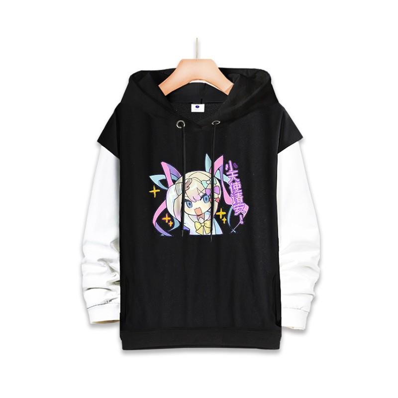 Oversized Hooded Sweatshirt Teens Cartoon Anime Print Daily Winter Wear Mens Loose Fit Pullover