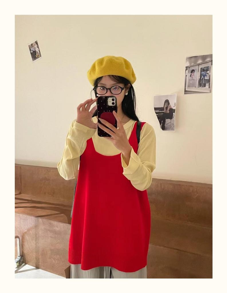 Da7 Damen Übergröße Locker Gestrickte Lagenweste - Koreanischer Stil Lässiges Camisole für Frühling