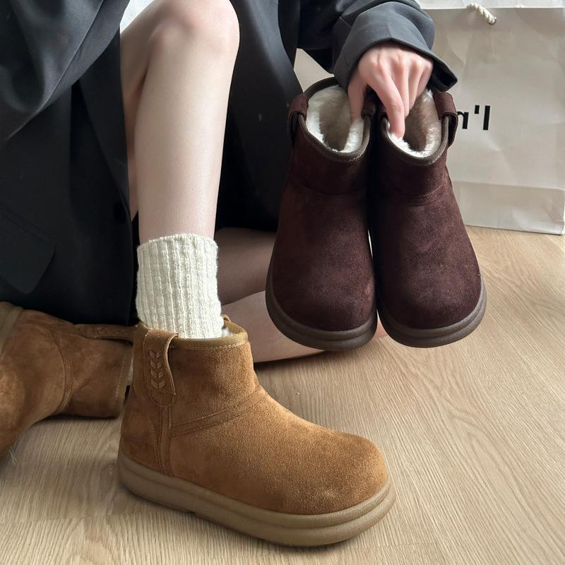 Damen Winterstiefel mit dicker Sohle, Fellfutter, leicht, warm, kälteabweisend, gepolstert, Schneestiefel, rutschfest, abriebfest, lässige Sneaker, Baumwollstiefel