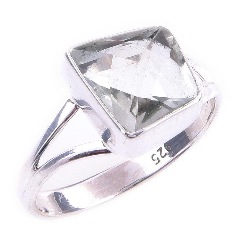 Natürlicher Grüner Amethyst Edelstein Handgefertigt 925 Massiv Sterling Silber Ring Gr.6 i9D30