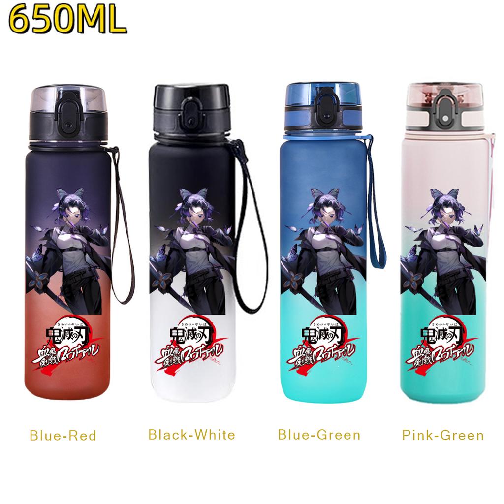 650ML Demon Slayer Water Bottle Anime Cartoon Characters Drinking Cup Portable Outdoor Sports Plastic Leak-proof Water Bottle