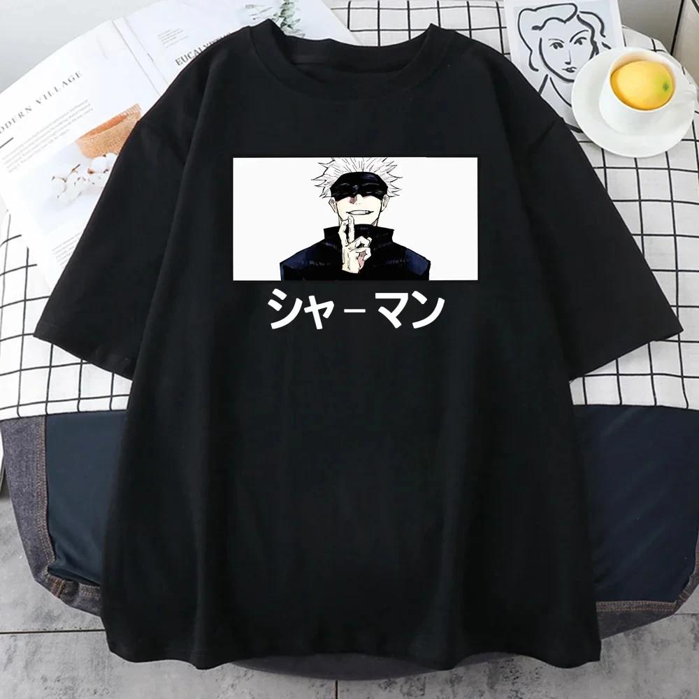 Sommar Herr T-shirt Jujutsu Kaisen Grafiskt Tryck Mode Harajuku 2024 Kläder Orsak och Verkan Dam Y2K Toppar T-shirt