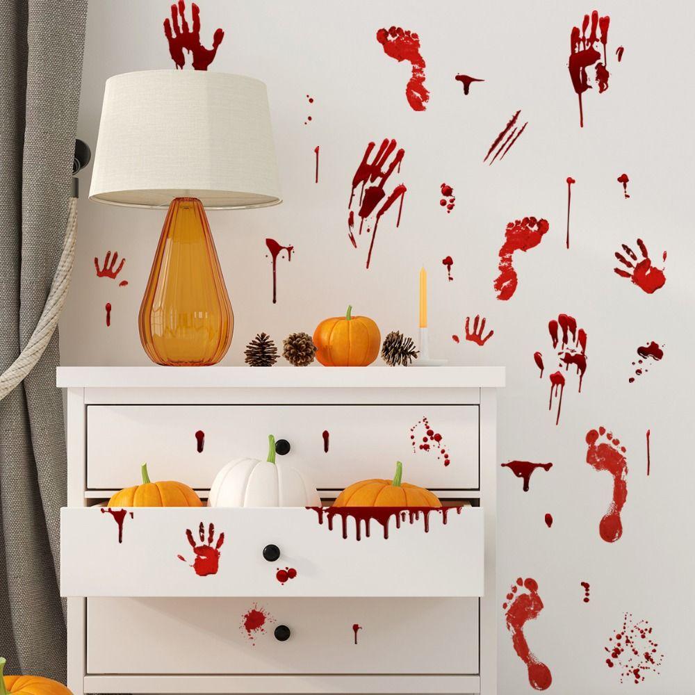 Self-paste Ghost Wall Sticker Waterproof Bloody Hand Decal  Halloween