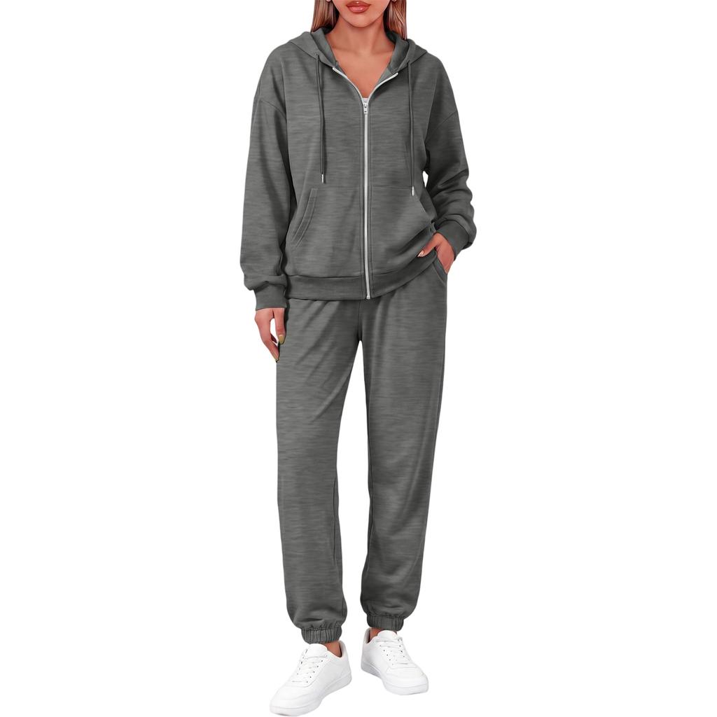 Women's Fashion Comfortable Hoodie Jacket Set for Winter Casual Wear