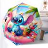 1pc Sturdy 8-Bone Auto Umbrella, Stitch Donut Pastel Pink Blue Umbrella, Digital Printed, Foldable Umbrella for On-the-Go Outdoor Use