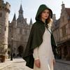 Renaissance Hooded Cloak Costume - Adult Medieval Cosplay Shawl for Halloween
