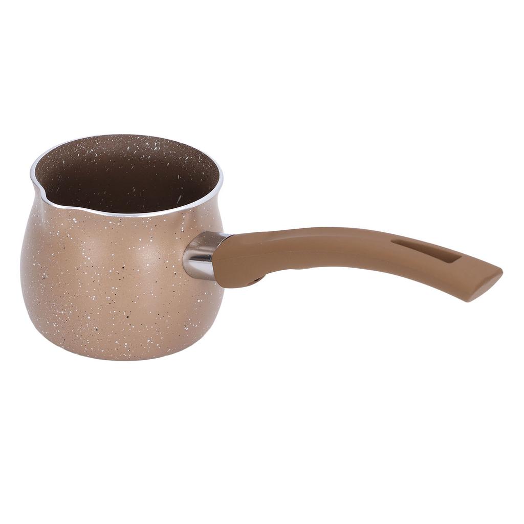Nonstick Milk Pan 8cm Dia Single Handle Aluminum Alloy Cooking Pot for Coffee Butter ChocolateBrown