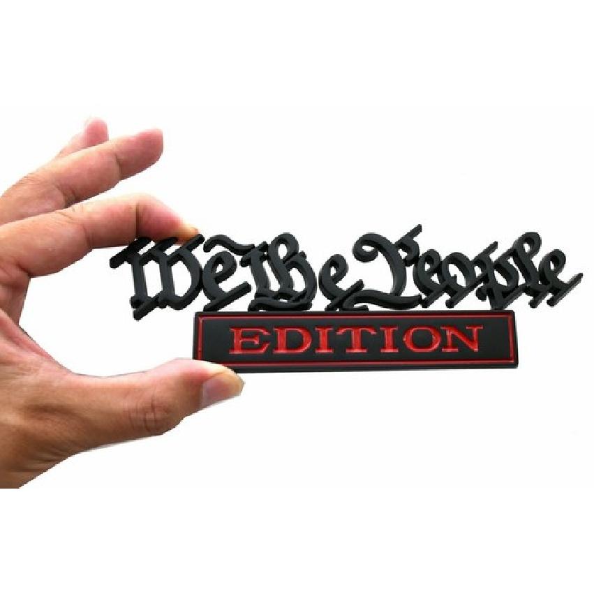 1pc We the Prople Edition Decals Car Sticker 3D Raised Letters Emblem Black Red
