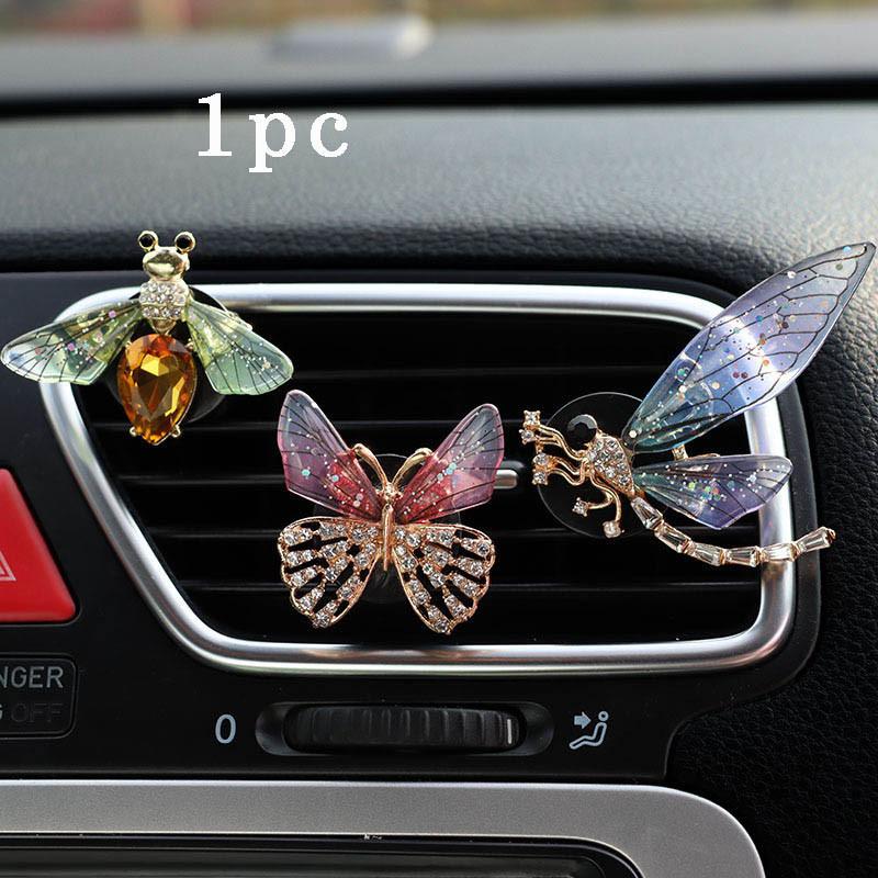 Exquisite Legierung Strass Biene Schmetterling Libelle Auto Lüftungsschlitz Parfüm Clip