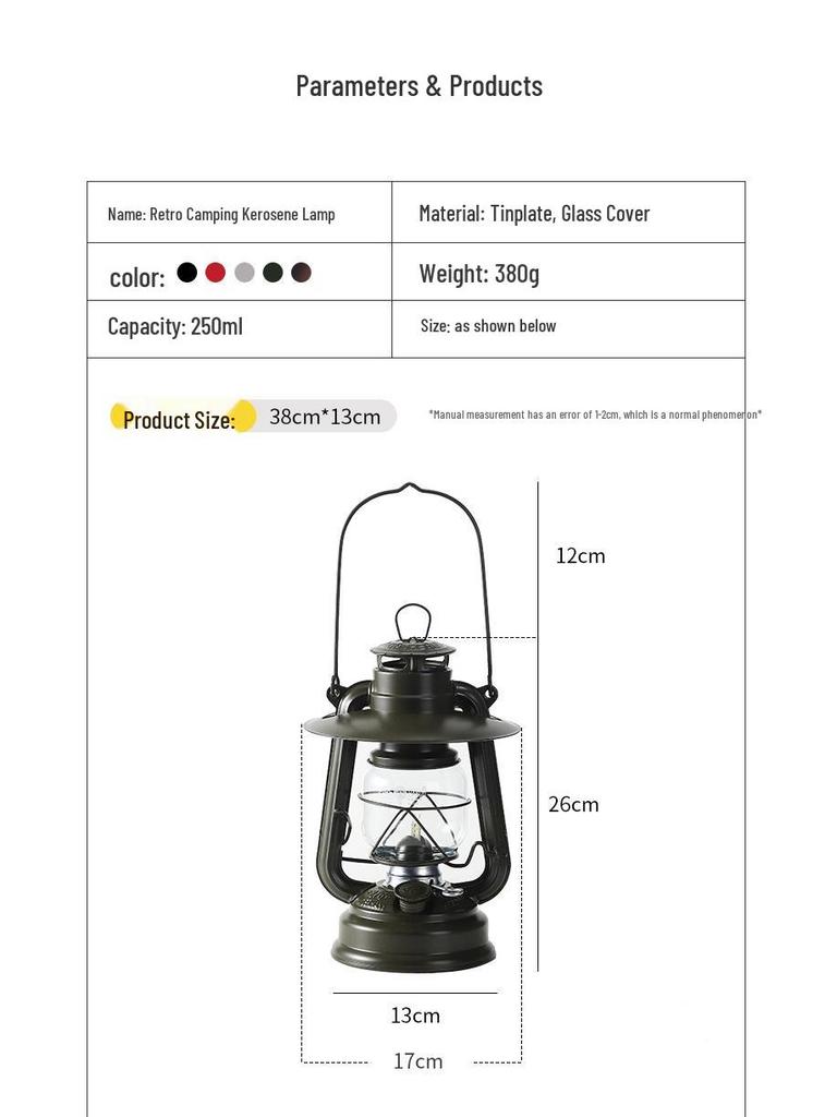 Cross 276 Retro Kerosene Camping Lantern: Outdoor Tent Atmosphere Light
