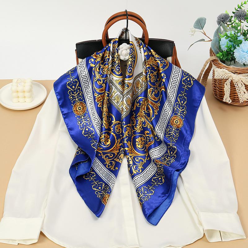 Silk Shawl Square Scarf For Women Print Headband Foulard Satin Hijab Hair Bands Neckerchief Female Head Wraps Bandana
