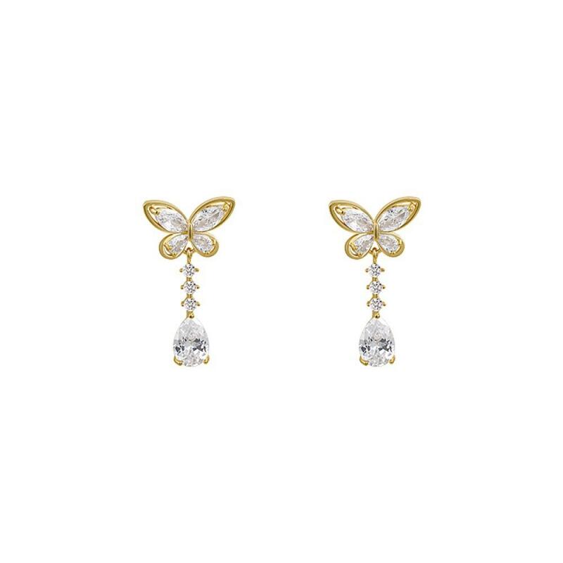 Boucles d'oreilles pendantes Zircon Nœud Papillon Exquis Luxe Léger pour Femme Fille Doux Mignon Boucles d'oreilles pendantes Goutte d'eau Bijoux de Fête Vente en Gros