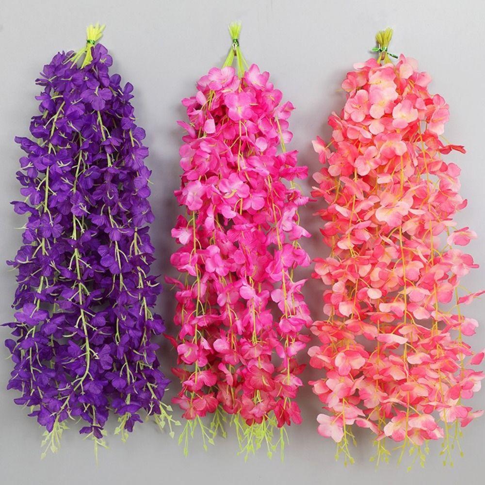 10PCS Multicolor Vine Wreath Silk Petals Flower Vine Garland Silk Flowers String  Scene Ornament