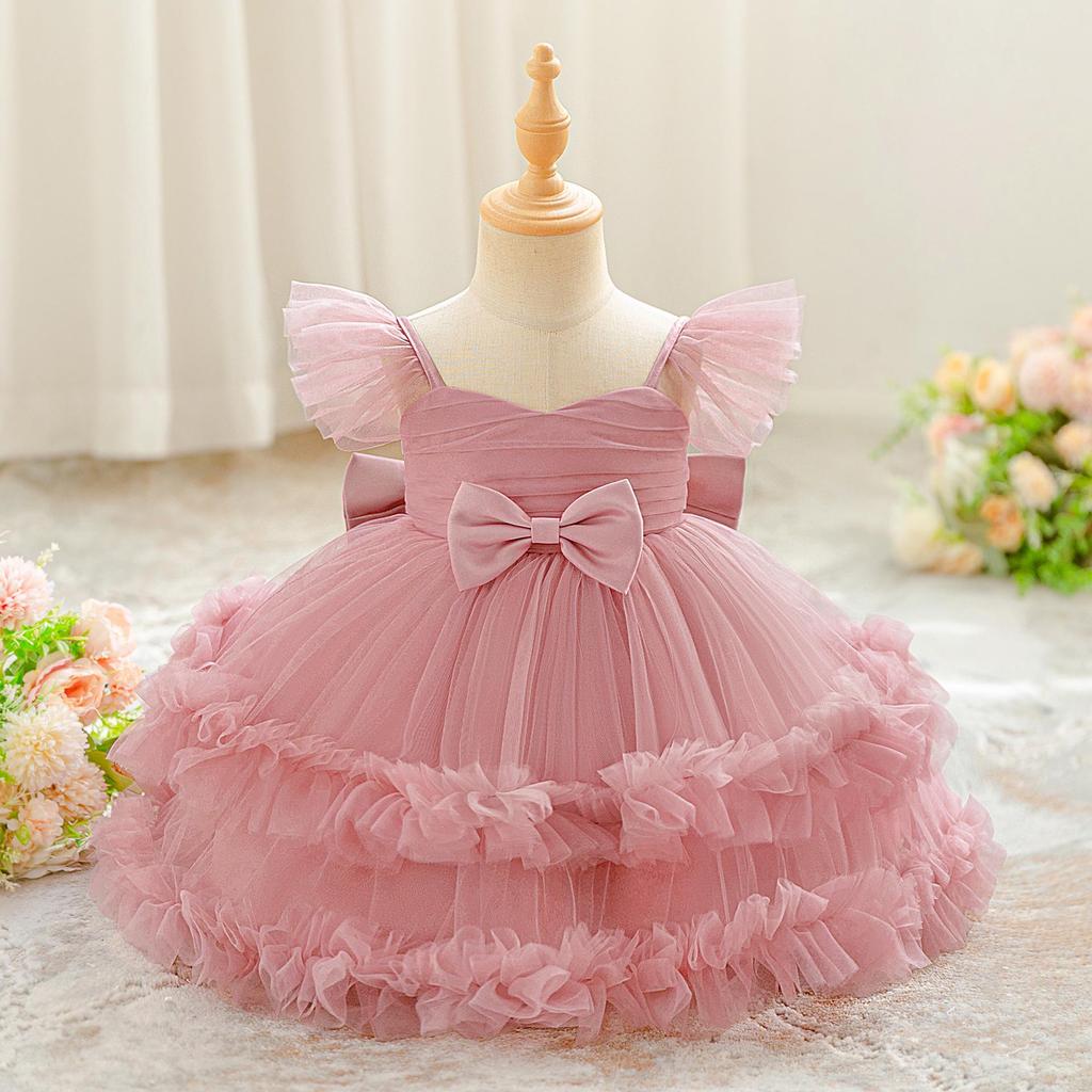 European & American Flower Girl Mesh Cake Skirt Dress - Princess Birthday & Wedding Banquet Dress for Baby Girls
