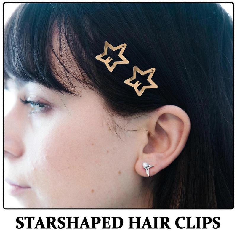 50pcs Fashionable Star Shaped Hair Clips for Women Golden Alloy Non Slip Secure Grip for Decoration