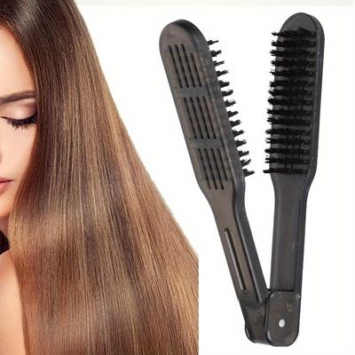 1 Stück Doppelbürste zum Glätten der Haare Klammerbürste zum Glätten der Haare Haarstyling-Clips für geschmeidige und glatte Frisuren
