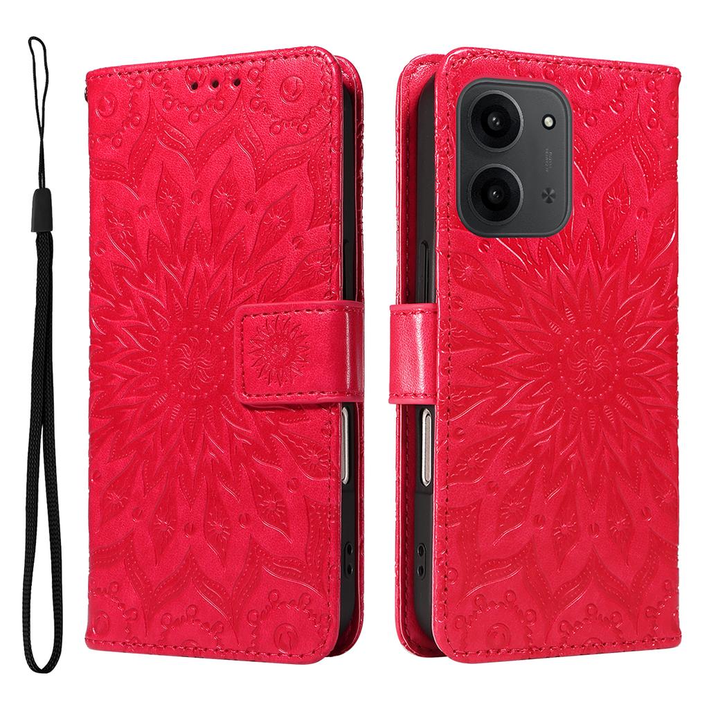 For Xiaomi Redmi 15C 4G (173mm) Leather Wallet Case Sunflower Imprinted Phone Cover