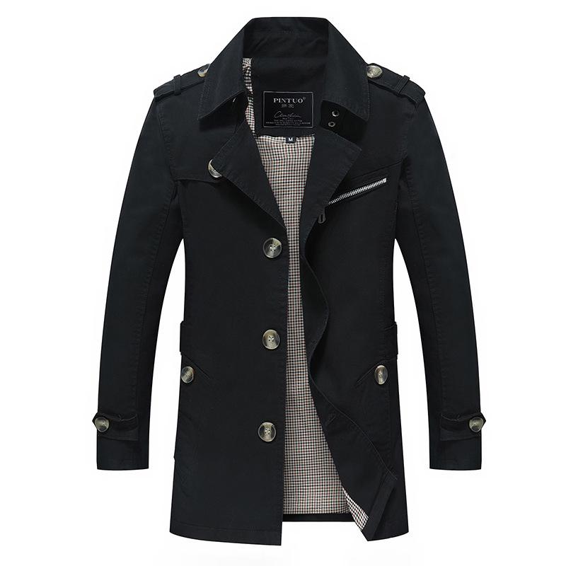 2026 Men's Pure Cotton Mid-Length Casual Trench Coat, Plus Size Jacket, Work Overcoat